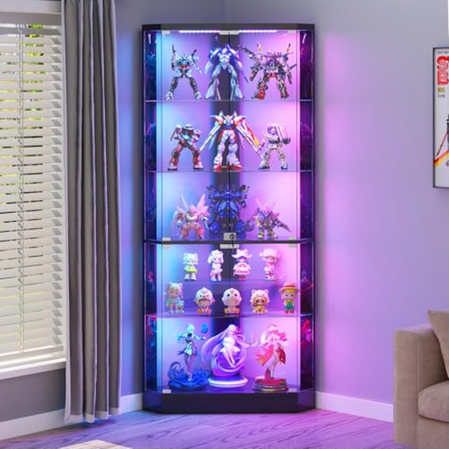 Display Case Acrylic - Narożna witryna ekspozycyjna z oświetleniem RGB