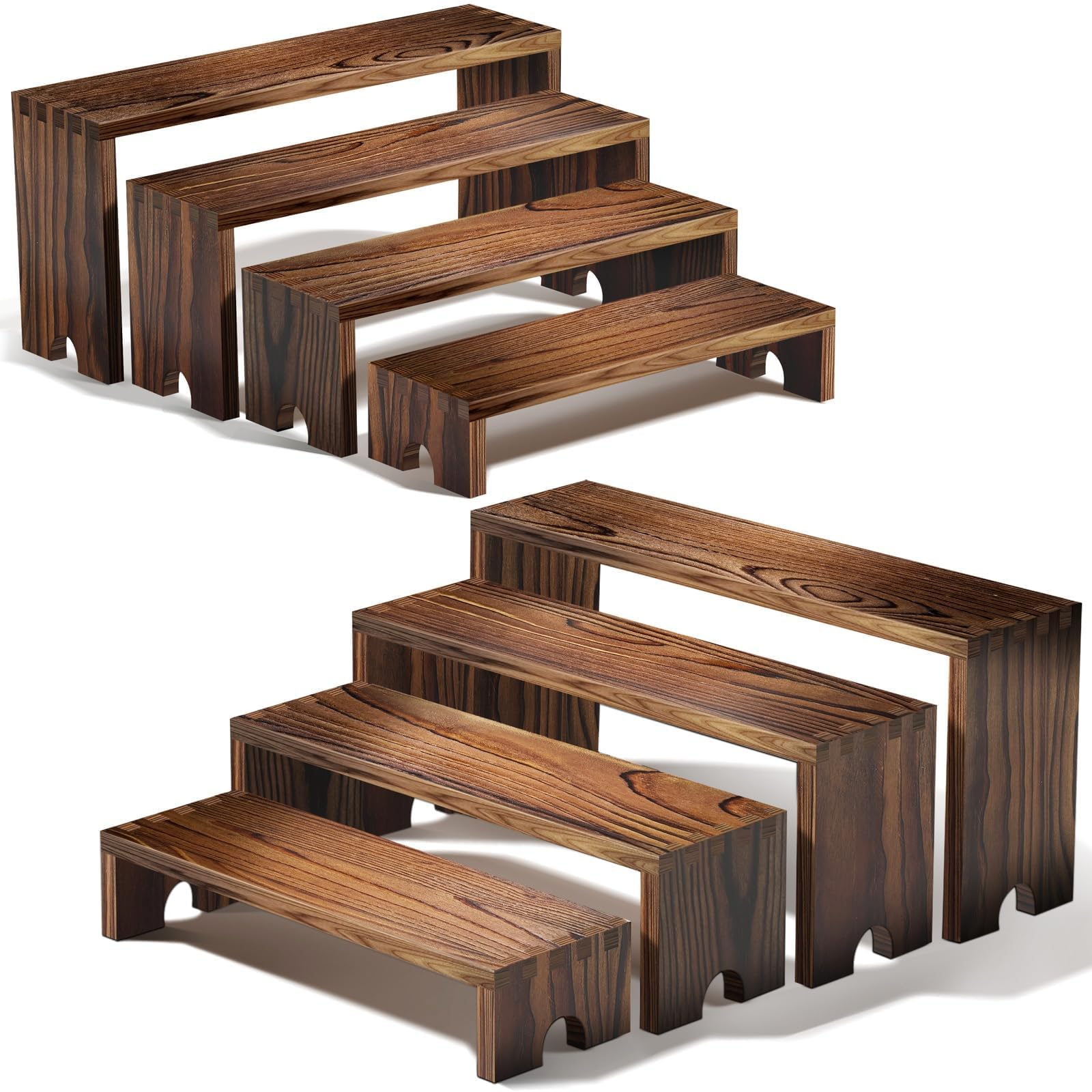 Display Risers Set - 2 zestawy drewnianych wielopoziomowych stojaków ekspozycyjnych